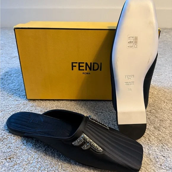 Authentic Fendi Women’s Freedom Flat Mules - Picture 3 of 3